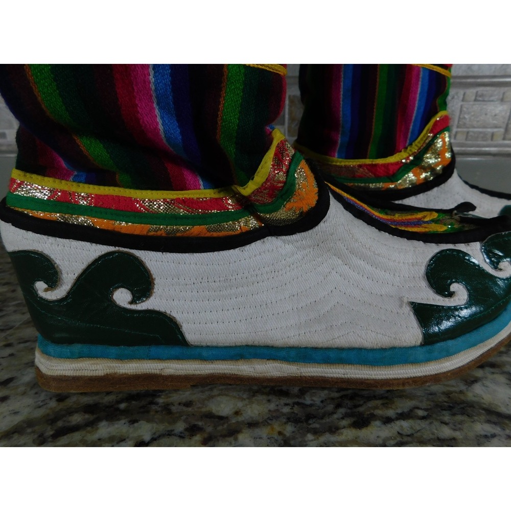 Vintage Mongolian Tibetan Tribal Handmade Wool Felt Leather Snow Boots Unisex - Picture 11 of 12